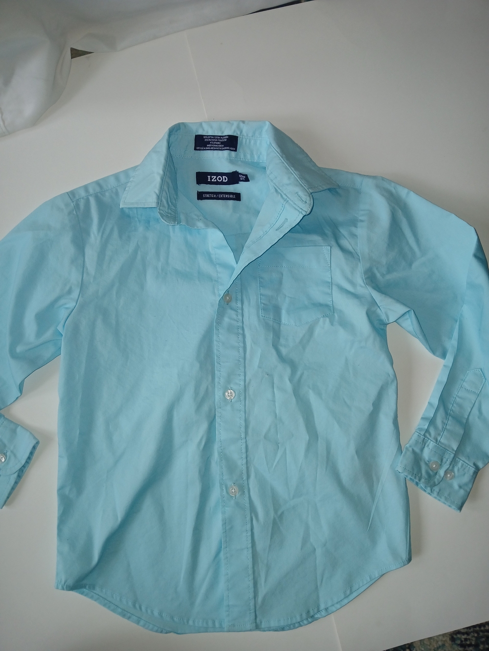 IZOD Boys' Light Blue Button-Up Dress Shirt 6-7 Like New D0391